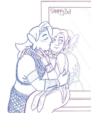 2 Half Bodies, Lineart, Simple Background